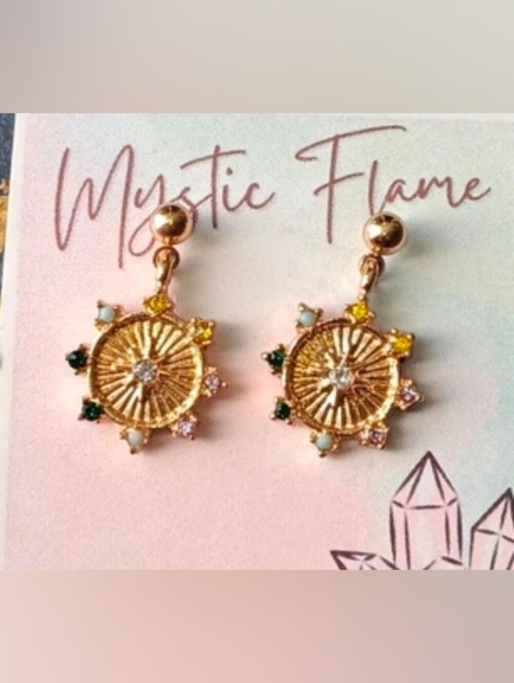 Gold Earrings with Crystal Accents